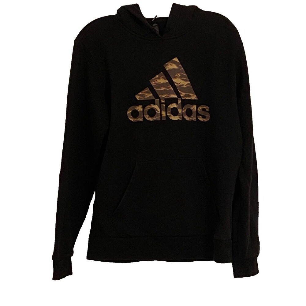 Adidas Hoodie/Sweatshirt~Mens S Small~Black Pullover/Camo/Camouflage Logo